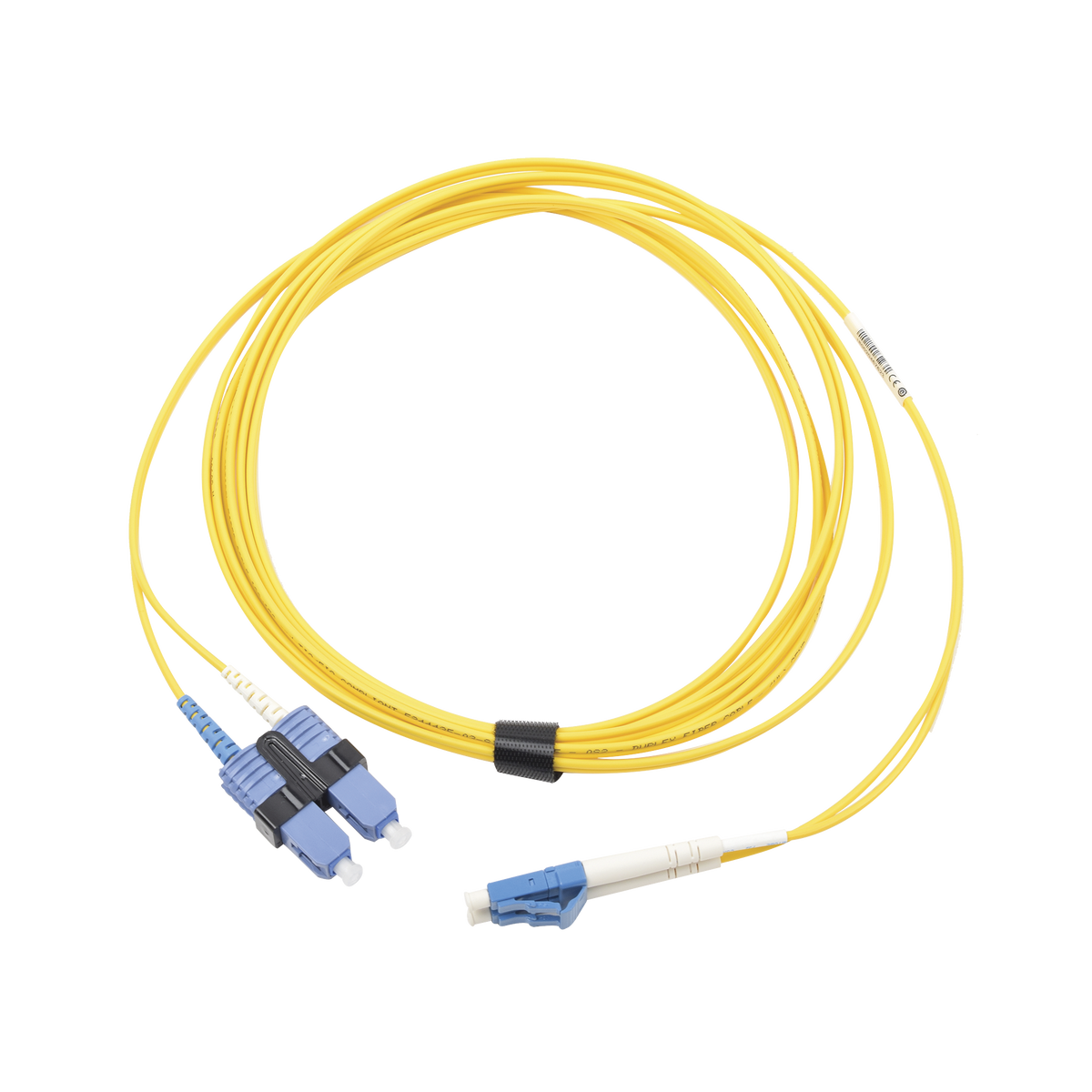 Jumper de Fibra Óptica Monomodo (OS2), XGLO, LC/UPC-SC/UPC Duplex, OFNR, Color Amarillo, 5 Metros (16.40 Pies)