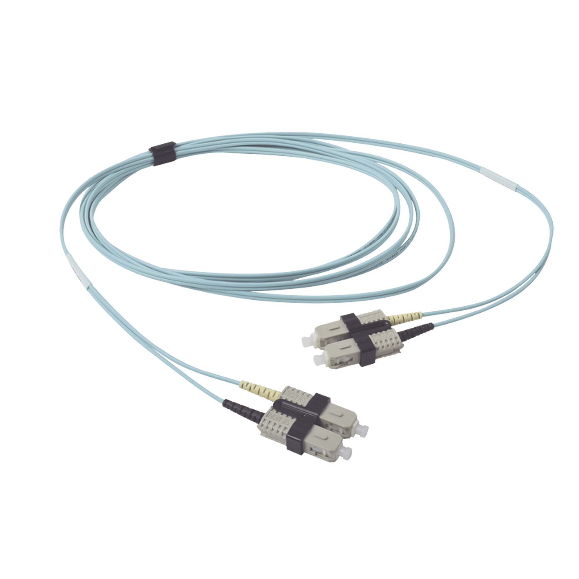 Jumper de Fibra Óptica Multimodo 50/125 OM3 XGLO, SC-SC Duplex, OFNR, Color Aqua, 2 Metros (6.56 Pies)