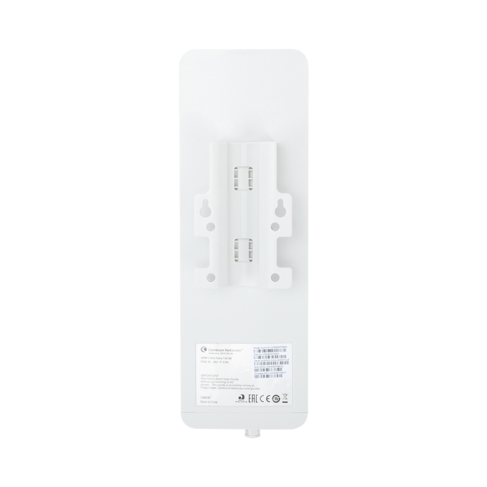 Suscriptor ePMP Force 130 MIMO 2x2 / 28 dBm de potencia / Mejor desempeño en zonas altamente ruidosas / 5150-5970 MHz / Distancia de 3 km en PTMP / Antena integrada de 14 dBi (C050900C505A)