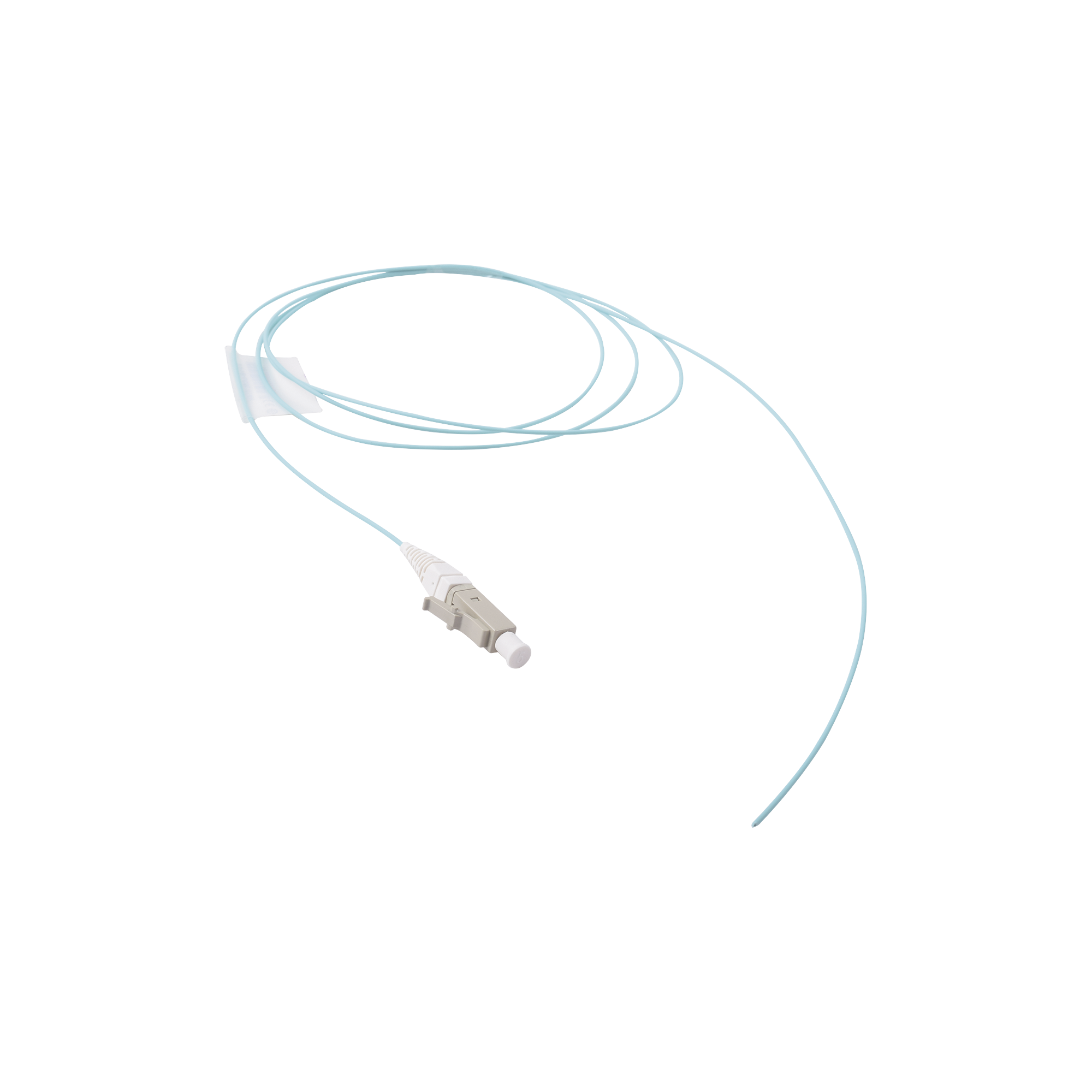 Pigtail de Fibra Óptica LC Simplex, Multimodo OM3 XGLO 50/125, LS0H, Color Aqua, 1 Metro (3.28 Pies)
