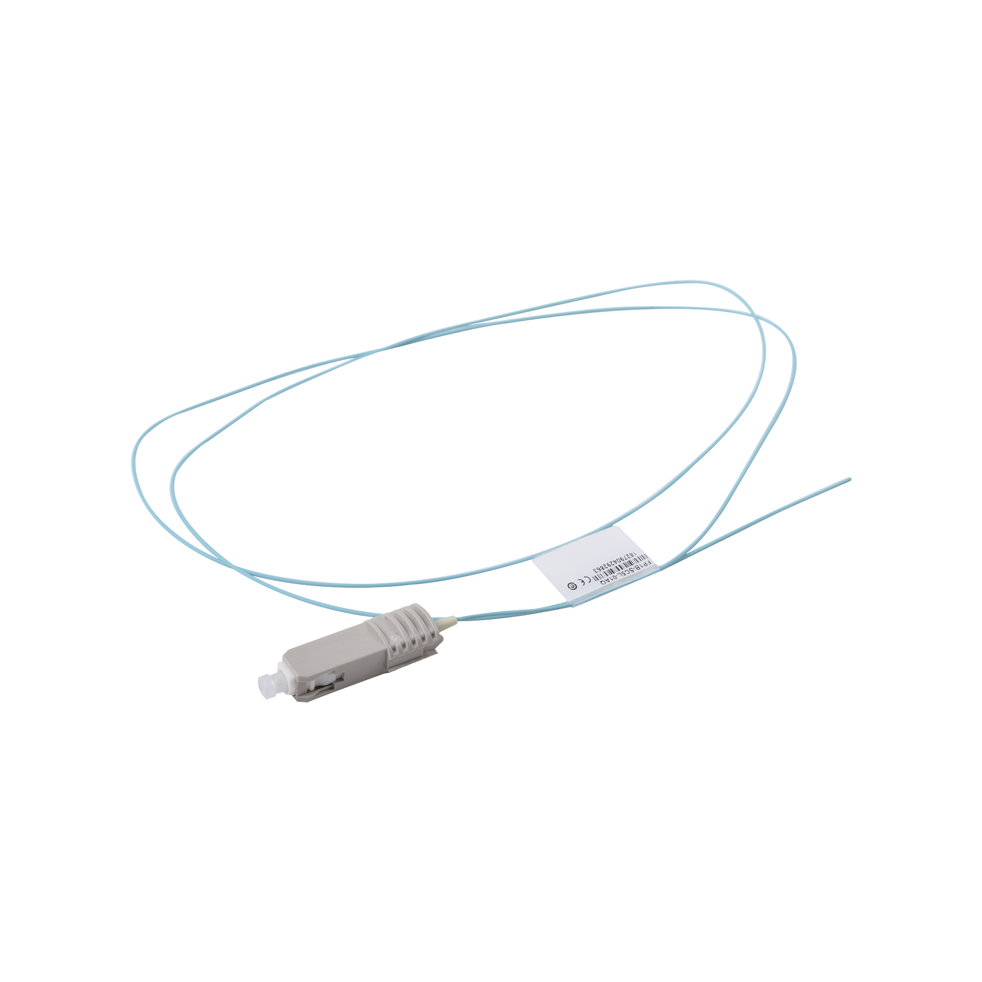 Pigtail de Fibra Óptica SC Simplex, Multimodo OM3 XGLO 50/125, OFNR, Color Aqua, 1 Metro (3.28 Pies)