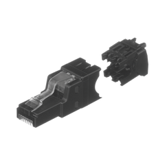 Plug RJ45 UTP, Instalación Recta, Terminación en Campo Certificable, Compatible con Cat5e, Cat6 y Cat6A, Color Negro