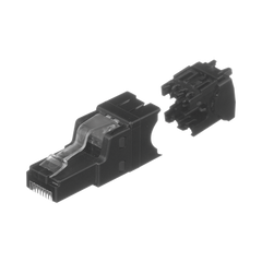 Plug RJ45 UTP, Instalación Recta, Terminación en Campo Certificable, Compatible con Cat5e, Cat6 y Cat6A, Color Negro