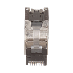 Plug RJ45 Blindado, Instalación Recta, Terminación en Campo Certificable, Compatible con Cat5e, Cat6 y Cat6A, Color Plata