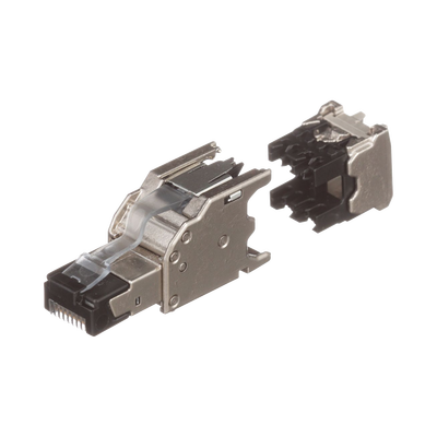 Plug RJ45 Blindado, Instalación Recta, Terminación en Campo Certificable, Compatible con Cat5e, Cat6 y Cat6A, Color Plata