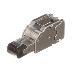 Plug RJ45 Blindado, Instalación Recta, Terminación en Campo Certificable, Compatible con Cat5e, Cat6 y Cat6A, Color Plata