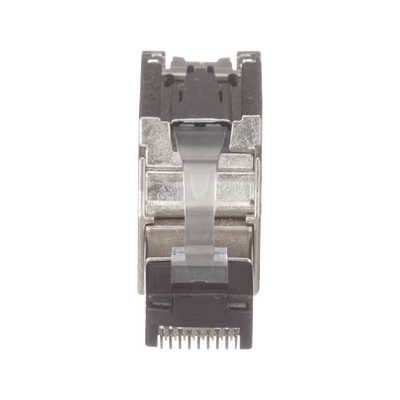 Plug RJ45 Blindado, Instalación Recta, Terminación en Campo Certificable, Compatible con Cat5e, Cat6 y Cat6A, Color Plata, Paquete de 10 Piezas