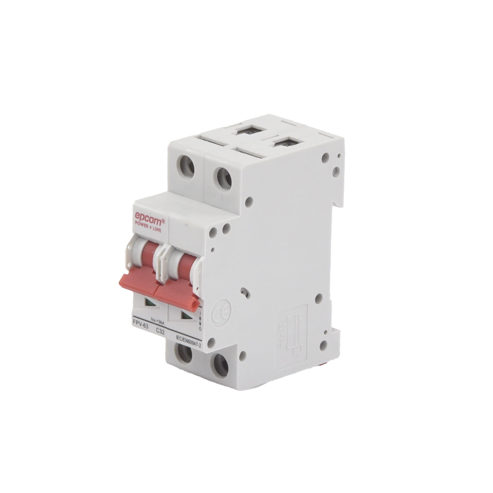 Protección Térmica/ Interruptor 2P, 32A,  Corriente Directa  800 Vcc para Aplicación Fotovoltaica Montaje Riel DIN