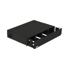 Panel de Distribución de Fibra Óptica, Acepta 8 Placas FAP o FMP, Bandeja Deslizable, Hasta 192 Fibras, Color Negro, 2 UR