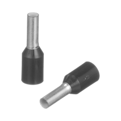 Ferrule Aislado Para Cables 16 AWG, PIN de 6 mm de Longitud, Mango Color Negro, Paquete de 500 Piezas.