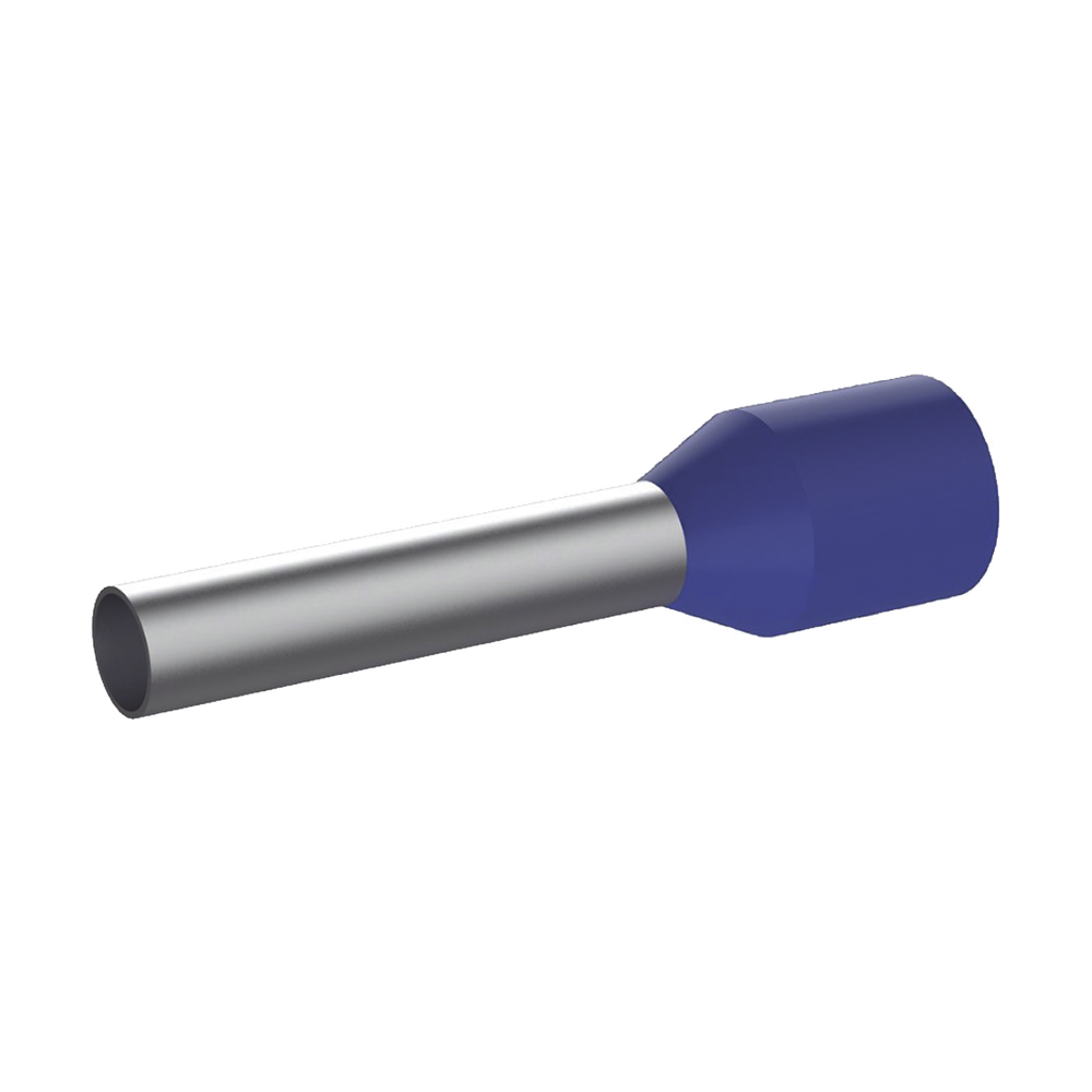 Ferrule Aislado PAN-TERM para Cable 14 AWG, Largo 12mm, DIN Color Azul. Paquete 500 Piezas