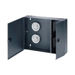 Caja de Conexión de Fibra Óptica, Para Montaje en Pared, Acepta 4 Placas Acopladoras FAP o FMP, Hasta 96 Fibras, Color Negro