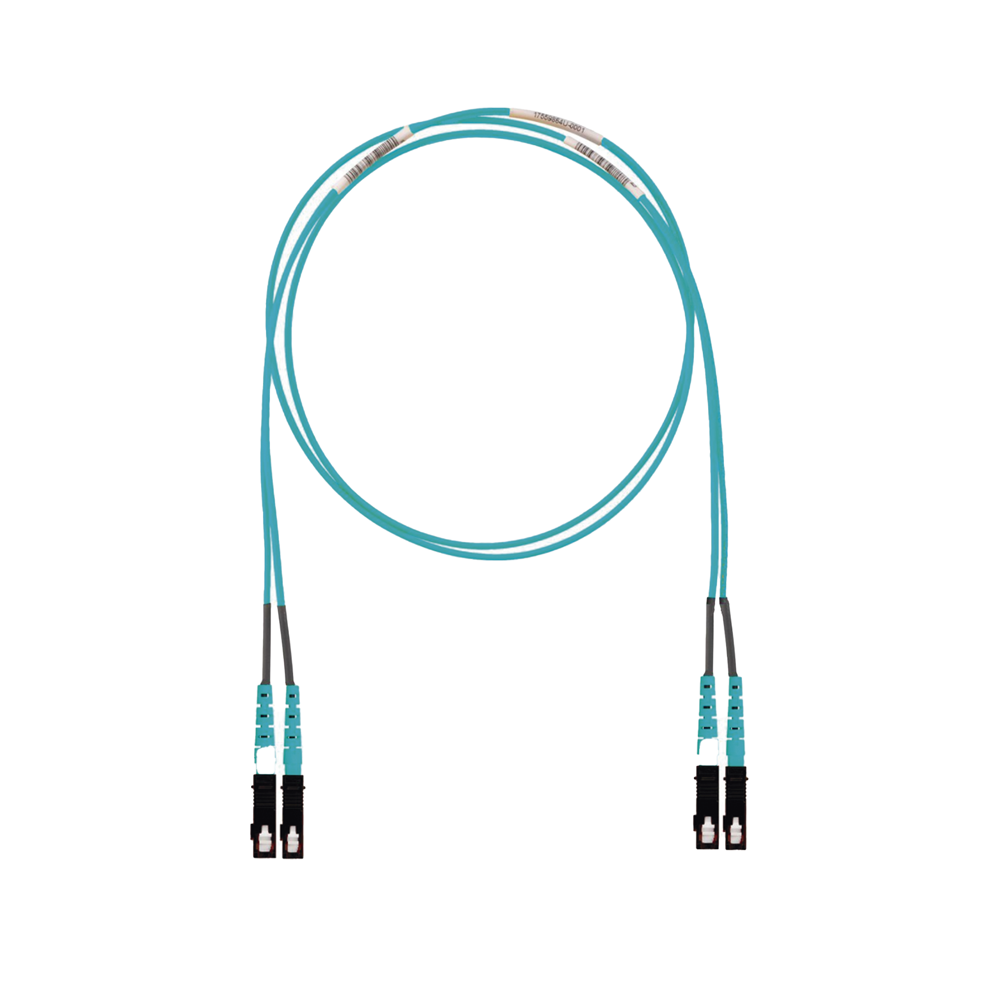Jumper de Fibra Optica Multimodo 50/125 OM3, SC-SC Duplex, LSZH (Cero Halógenos), Color Aqua, 8 Metros (26.25 Pies)