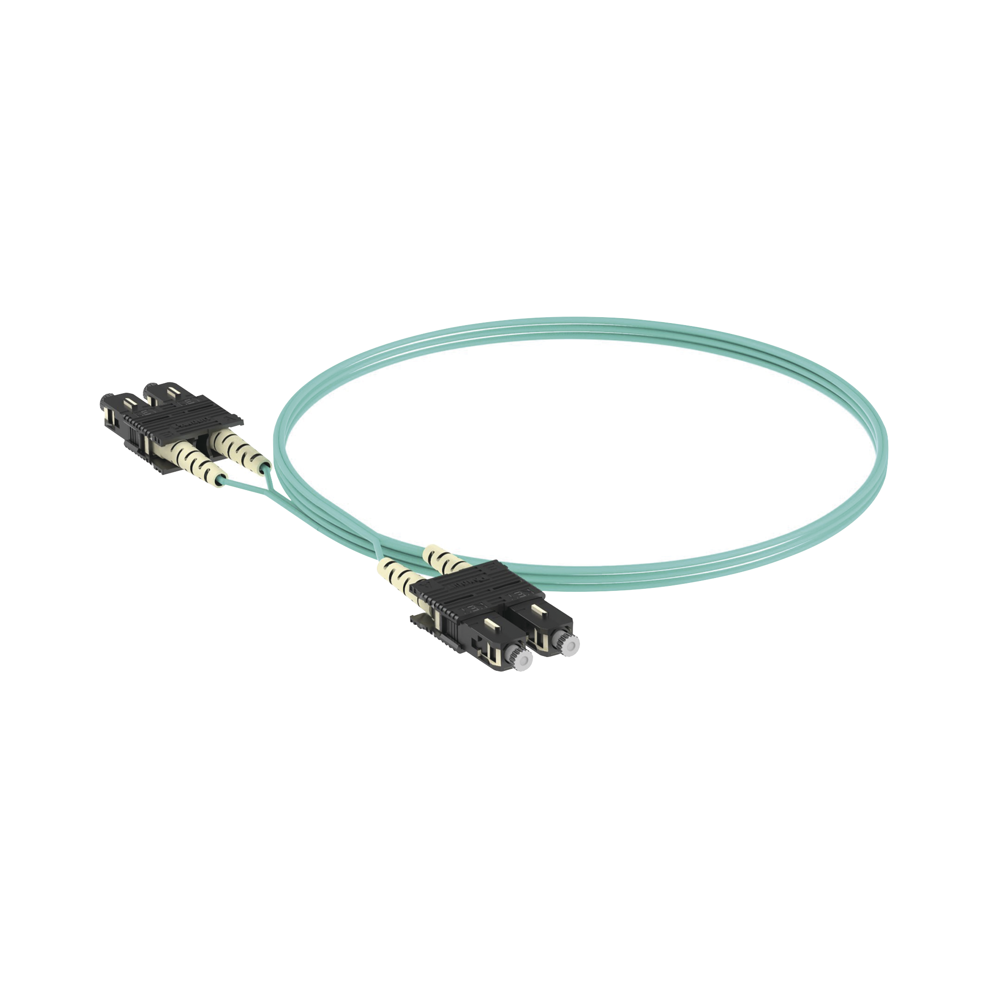 Jumper de Fibra Optica Multimodo 50/125 OM3, SC-SC Duplex, OFNR (Riser), Color Aqua, 2 Metros (6.56 Pies)