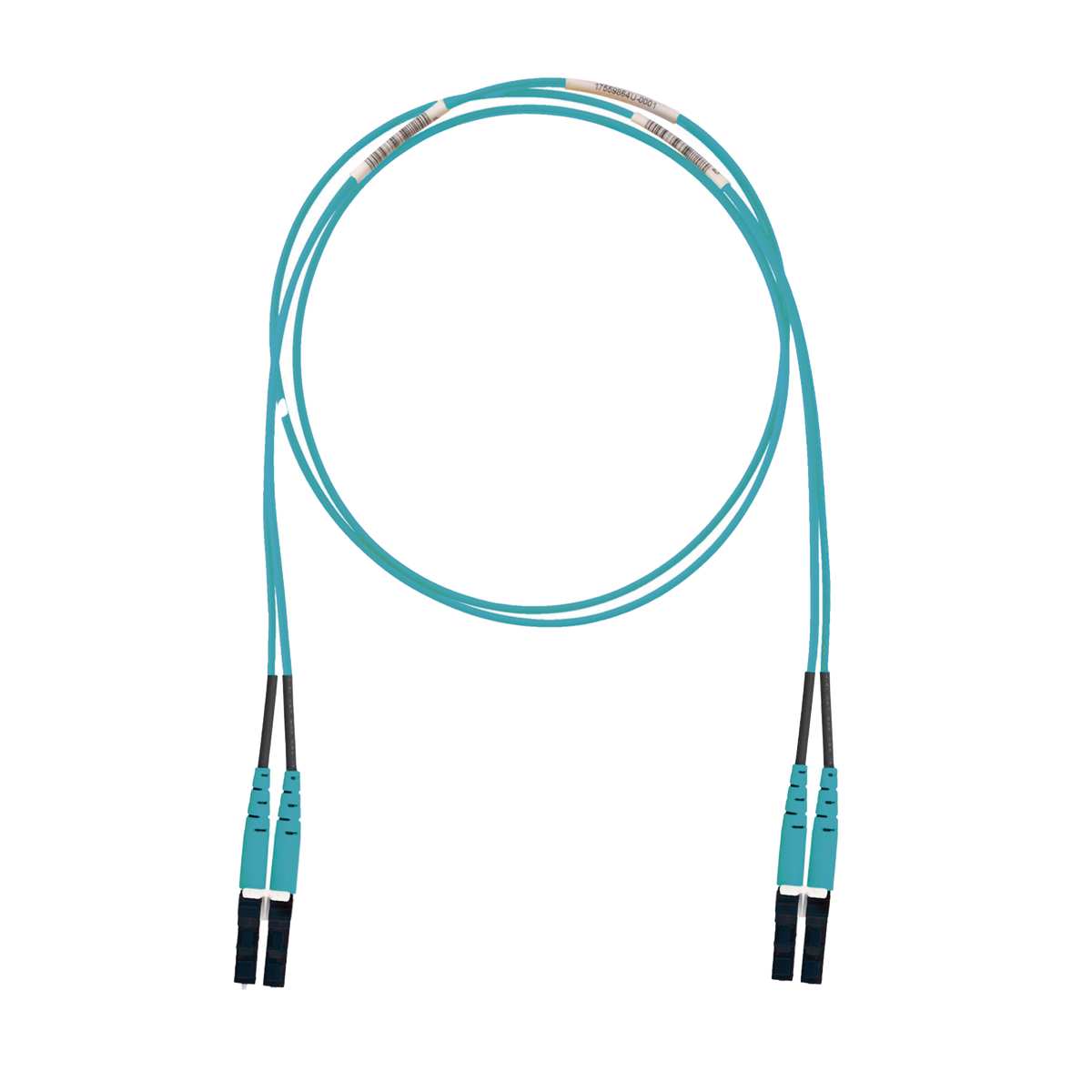 Jumper de Fibra Optica Multimodo 50/125 OM3, LC-LC Duplex, LSZH (Cero Halógenos), Color Aqua, 1 Metro (3.28 Pies)