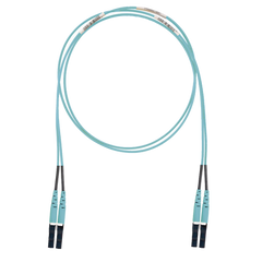 Jumper de Fibra Optica Multimodo 50/125 OM3, LC-LC Duplex, LSZH (Cero Halógenos), Color Aqua, 2 Metros