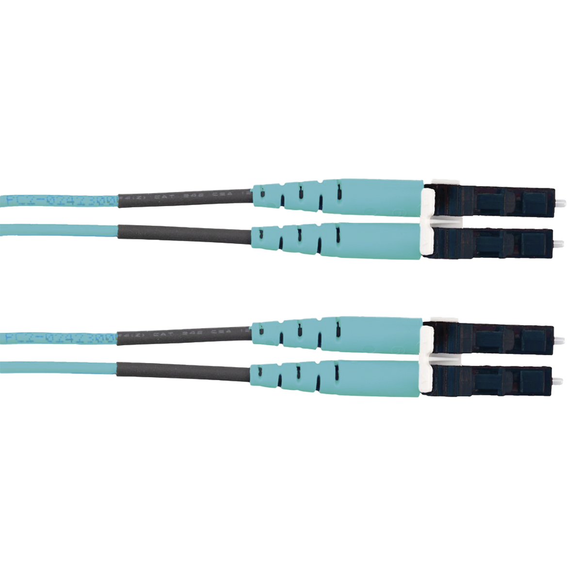 Jumper de Fibra Optica Multimodo 50/125 OM3, LC-LC Duplex, LSZH (Cero Halógenos), Color Aqua, 2 Metros (6.56 Pies)
