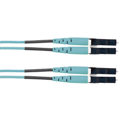 Jumper de Fibra Optica Multimodo 50/125 OM3, LC-LC Duplex, LSZH (Cero Halógenos), Color Aqua, 2 Metros