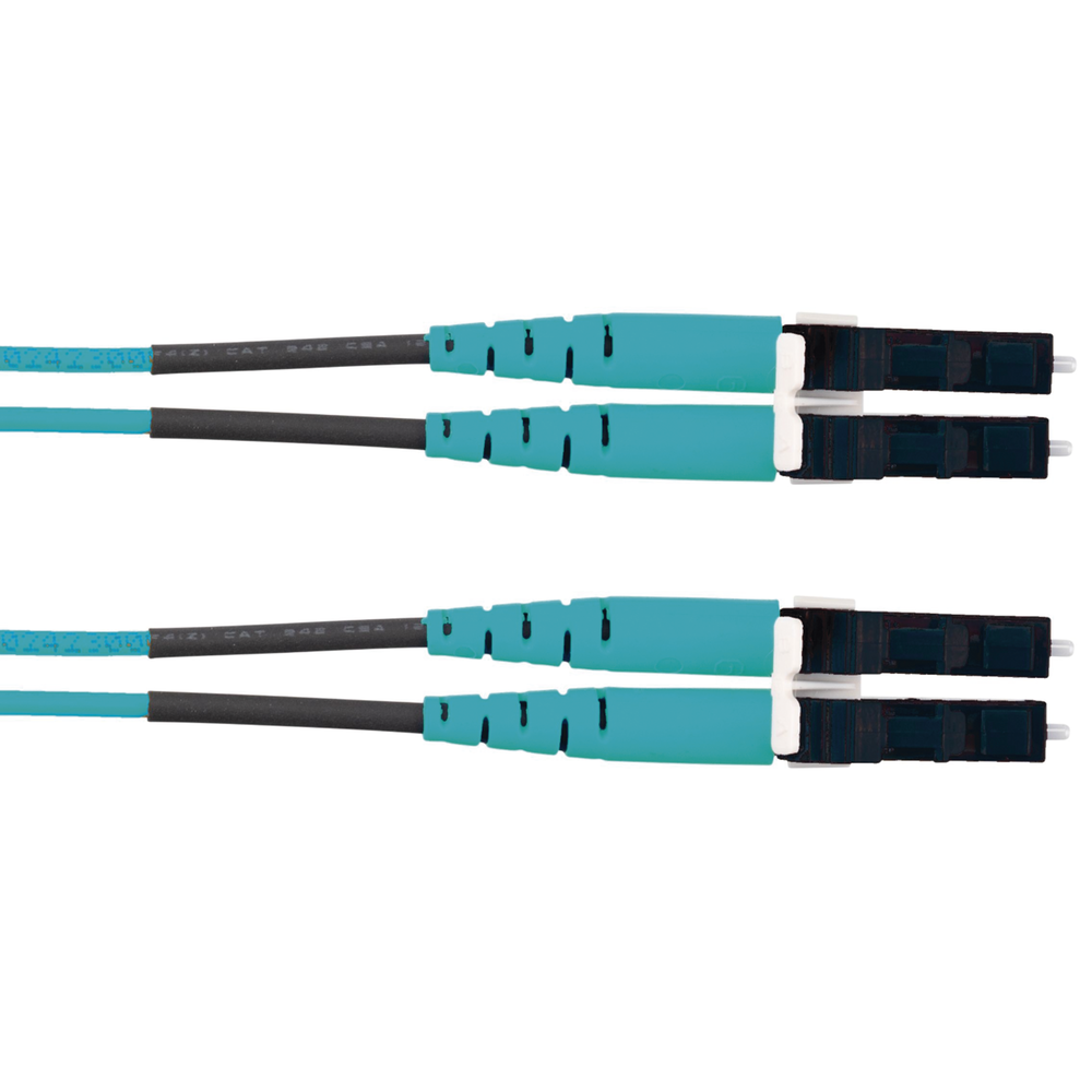 Jumper de Fibra Optica Multimodo 50/125 OM3, LC-LC Duplex, LSZH (Cero Halógenos), Color Aqua, 3 Metros (9.84 Pies)
