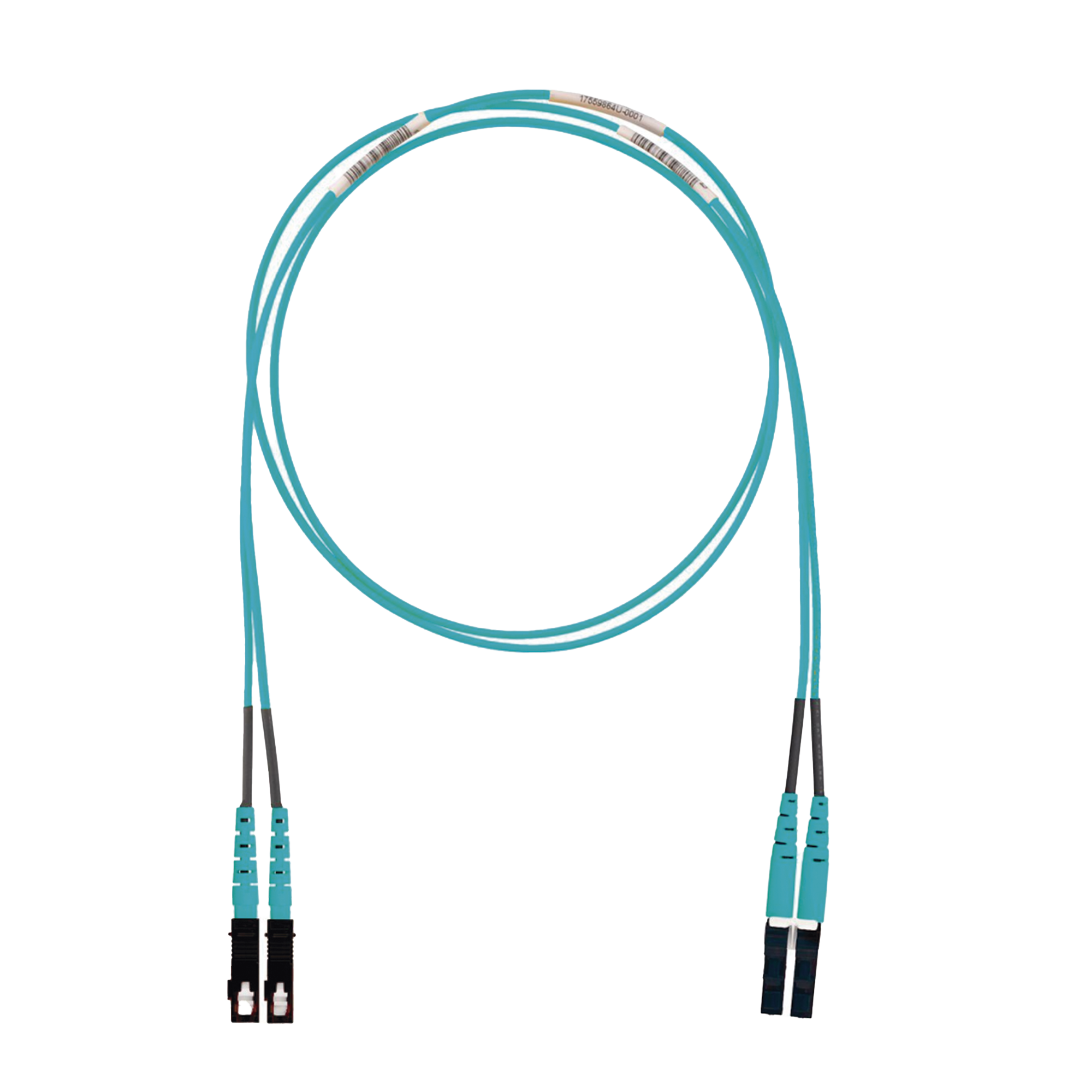 Jumper de Fibra Optica Multimodo 50/125 OM3, LC-SC Duplex, LSZH (Cero Halógenos), Color Aqua, 2 Metros (6.56 Pies)