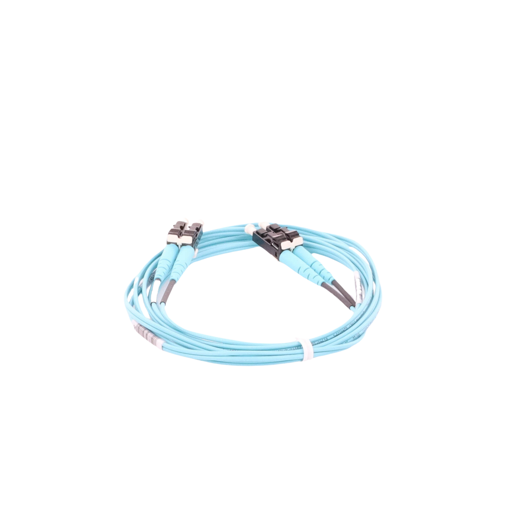 Jumper de Fibra Optica Multimodo 50/125 OM3, LC-LC Duplex, OFNR (Riser), Color Aqua, 2 Metros (6.56 Pies)