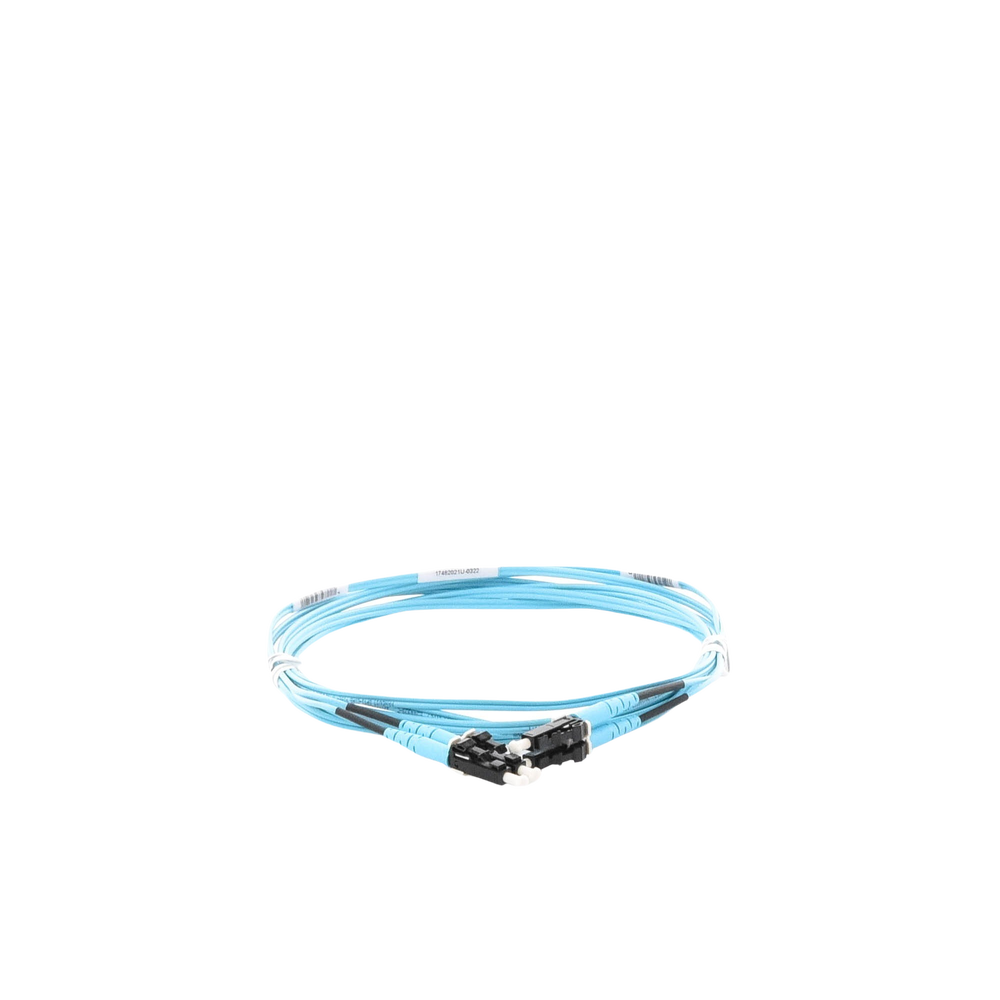 Jumper de Fibra Optica Multimodo 50/125 OM3, LC-LC Duplex, OFNR (Riser), Color Aqua, 3 Metros (9.84 Pies)