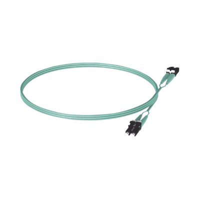 Jumper de Fibra Optica Multimodo 50/125 OM3, LC-LC Duplex, OFNR (Riser), Color Aqua, 5 Metros