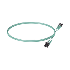 Jumper de Fibra Optica Multimodo 50/125 OM3, LC-LC Duplex, OFNR (Riser), Color Aqua, 5 Metros