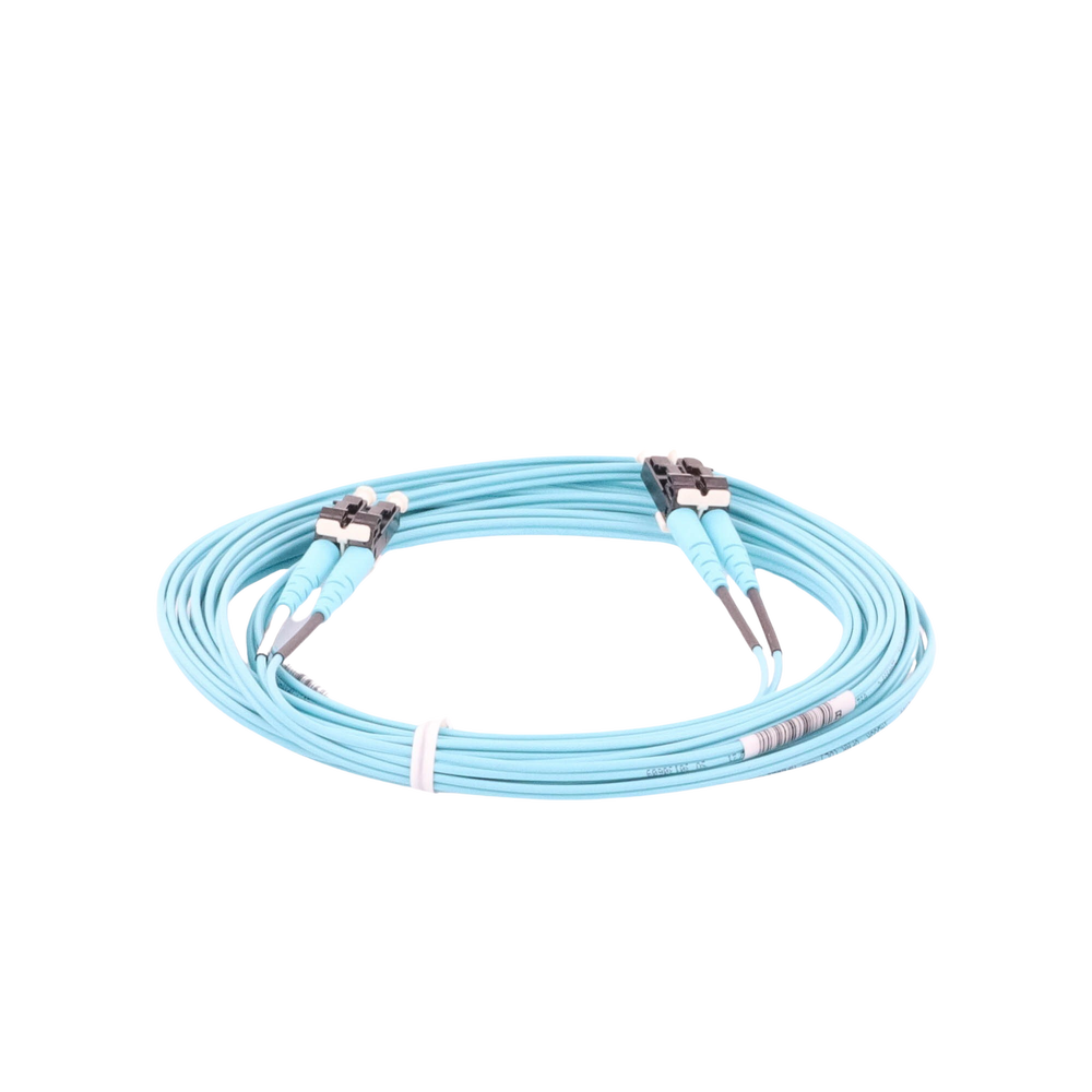 Jumper de Fibra Optica Multimodo 50/125 OM3, LC-LC Duplex, OFNR (Riser), Color Aqua, 5 Metros (16.40 Pies)