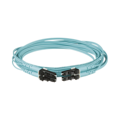 Jumper de Fibra Optica Multimodo 50/125 OM3, LC-LC Duplex, OFNR (Riser), Color Aqua, 9 Metros