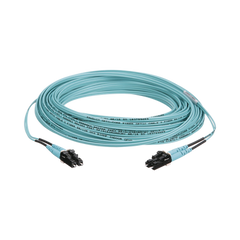 Jumper de Fibra Optica Multimodo 50/125 OM3, LC-LC Duplex, OFNR (Riser), Color Aqua, 10 Metros
