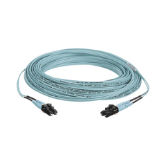 Jumper de Fibra Optica Multimodo 50/125 OM3, LC-LC Duplex, OFNR (Riser), Color Aqua, 50 Metros (164.04 Pies)