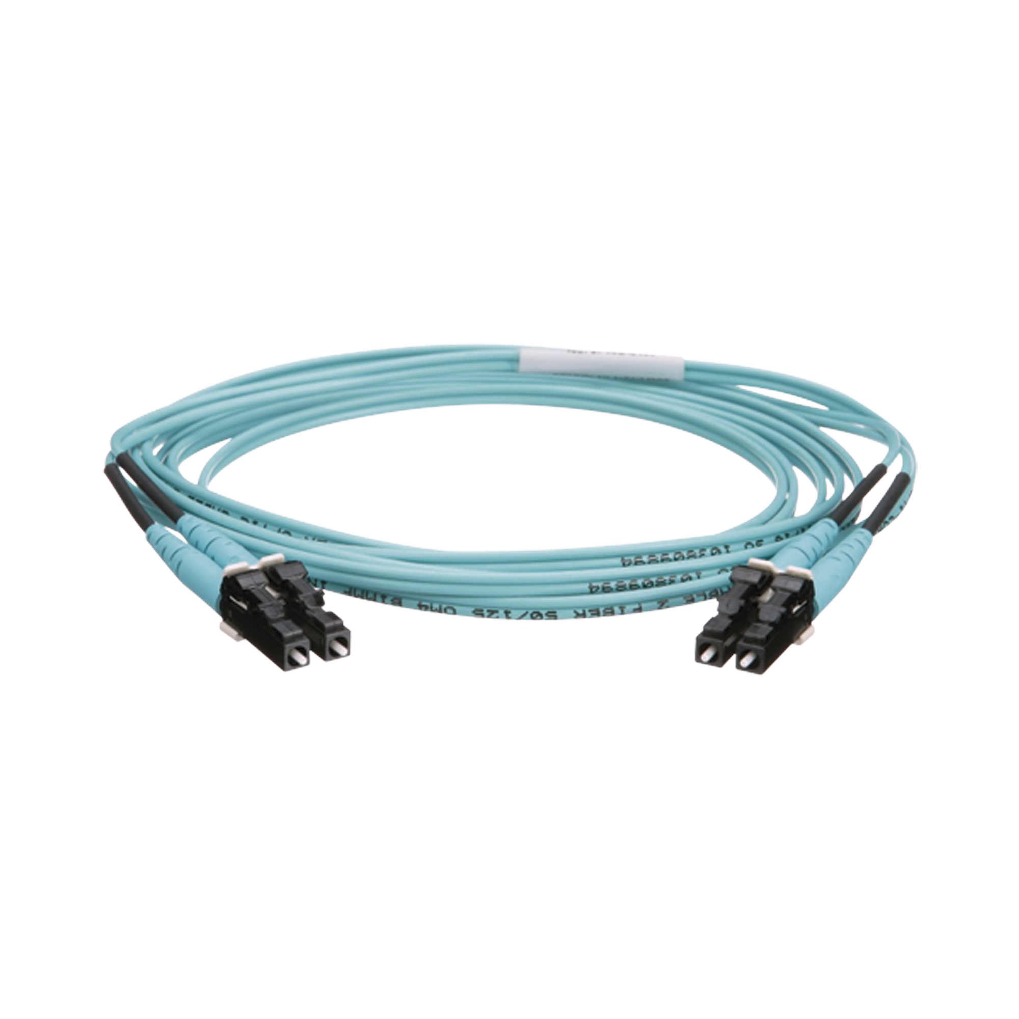 Jumper de Fibra Optica Multimodo 50/125 OM4, LC-LC Duplex, OFNR (Riser), Color Aqua, 2 Metros (6.56 Pies)
