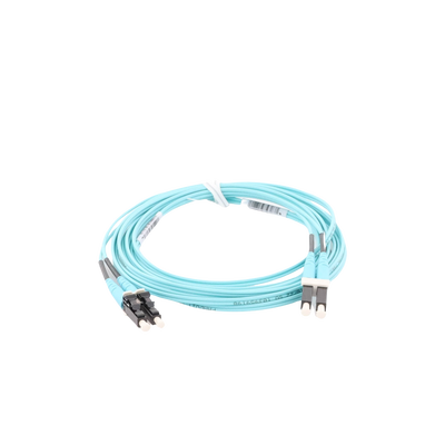 Jumper de Fibra Optica Multimodo 50/125 OM4, LC-LC Duplex, OFNR (Riser), Color Aqua, 3 Metros