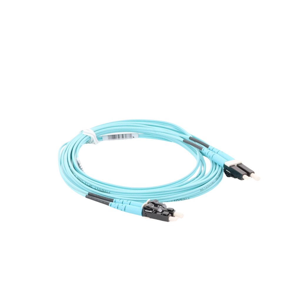 Jumper de Fibra Optica Multimodo 50/125 OM4, LC-LC Duplex, OFNR (Riser), Color Aqua, 3 Metros (9.84 Pies)