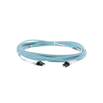 Jumper de Fibra Optica Multimodo 50/125 OM4, LC-LC Duplex, OFNR (Riser), Color Aqua, 10 Metros