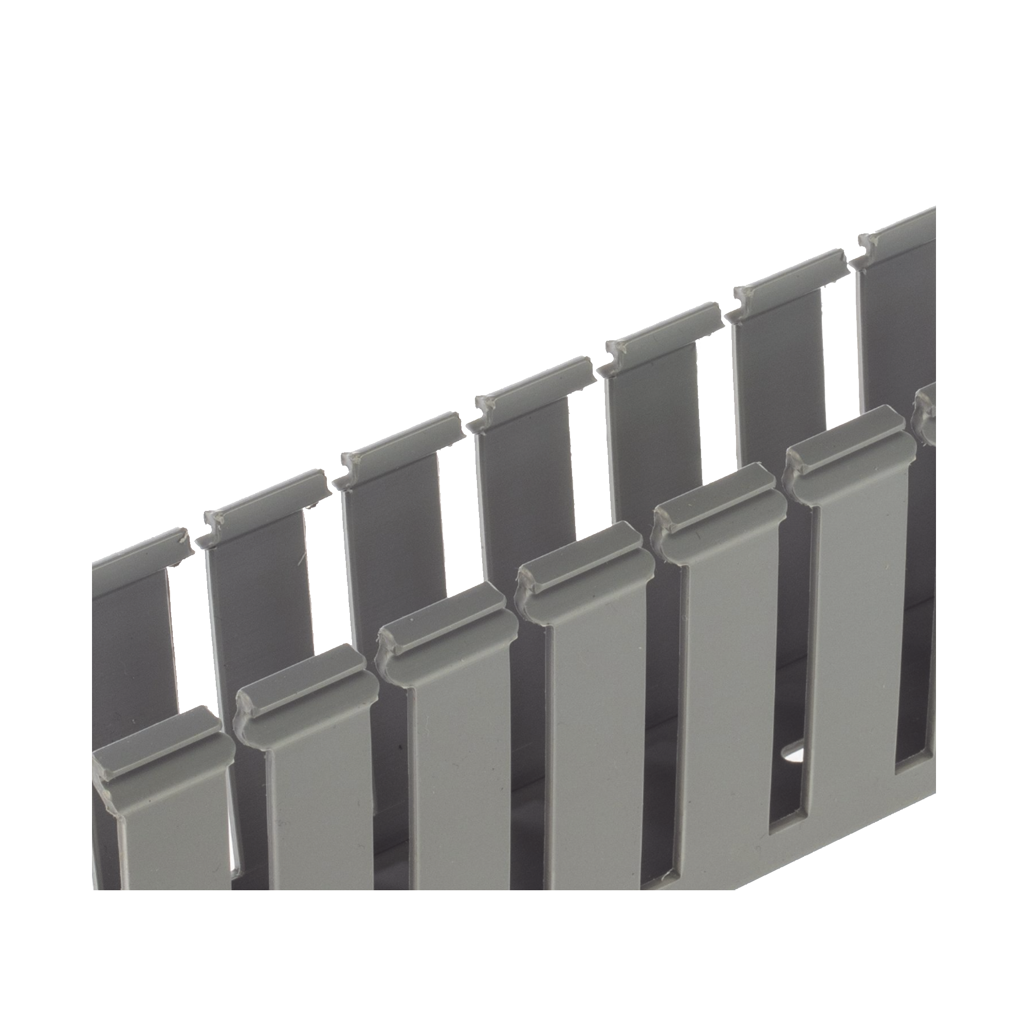 Canaleta Ranurada de PVC sin Tapa, Tipo G, 3.25 in de Ancho, 3.12 in de Alto y 1828.8 mm de Largo, Color Gris