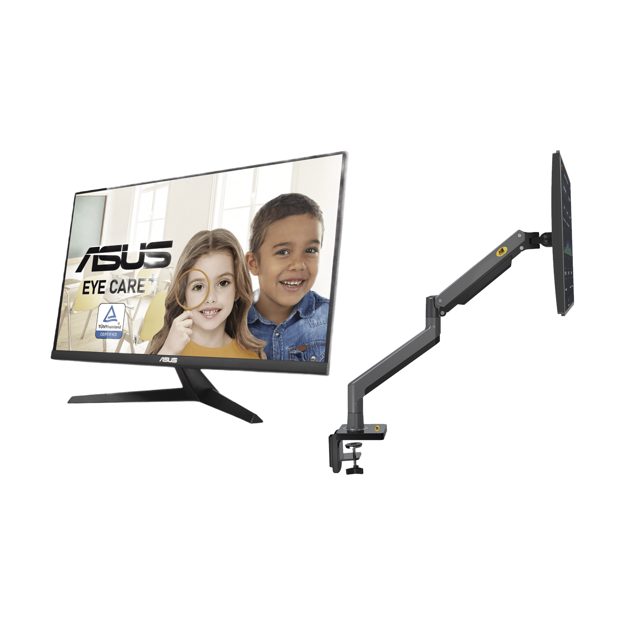 Kit de Montaje de Escritorio Articulado + Monitor Profesional Ultra Delgado 27” Full HD