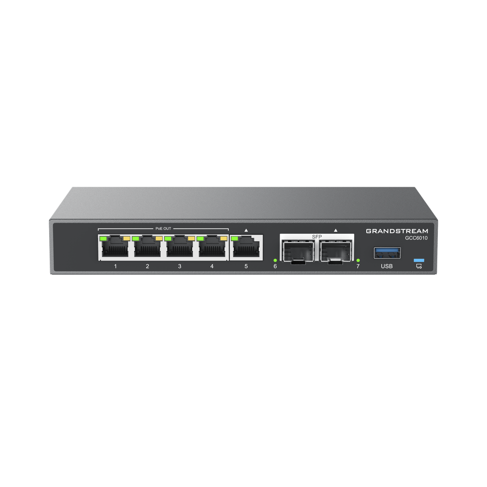 4 en 1: Firewall Nueva Generación, Router, IP PBX (24 usuarios / 8 llamadas), Switch Gigabit de 5 Puertos (4 PoE) y 2 Puertos SFP 2.5 Gigabit