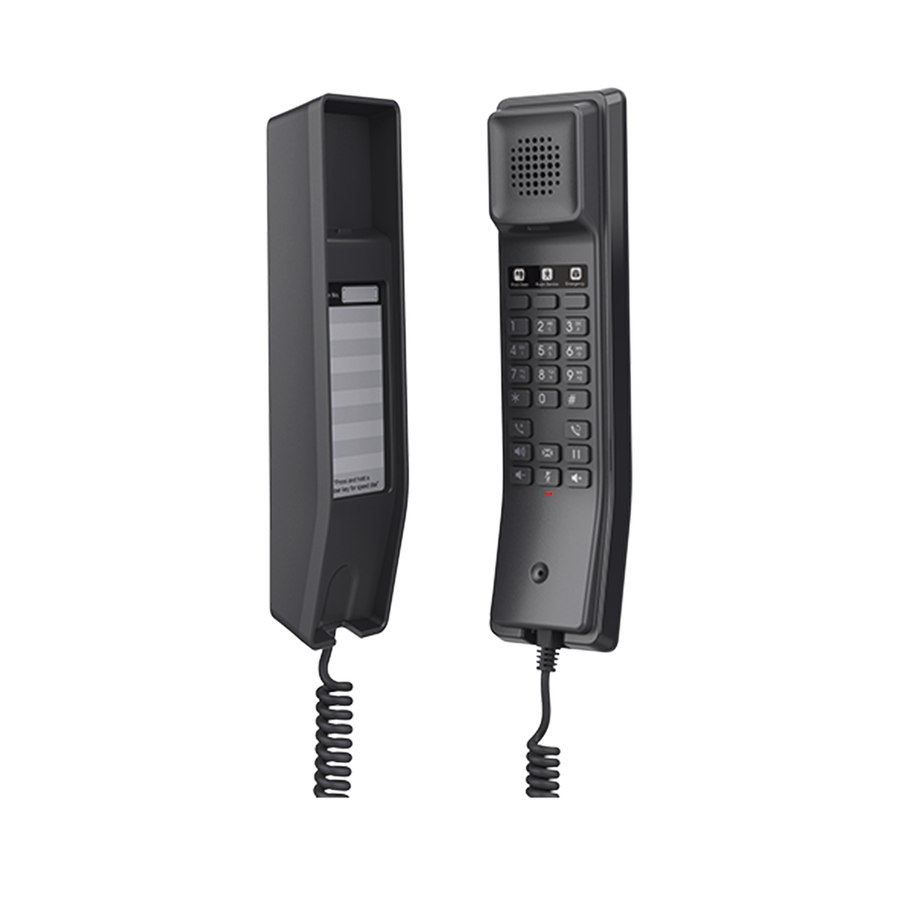 Teléfono IP para Hoteles / Altavoz HD / 2 Cuentas y Líneas SIP / 10 Teclas de Marcación Rápida / 3 Teclas Programables / Códec OPUS / Gestión GDMS / Instalación en Escritorio y Pared / PoE 100 Mbps