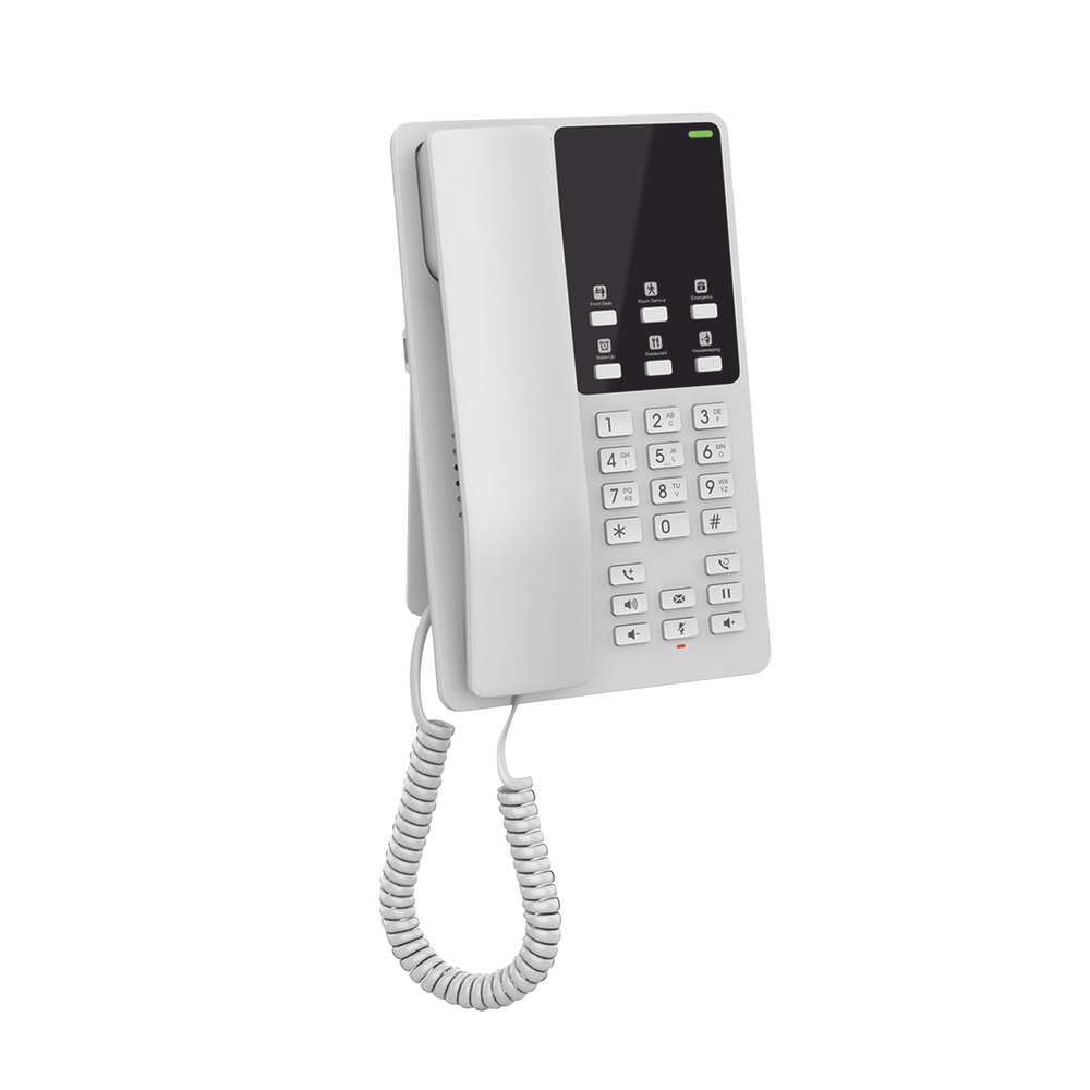 Teléfono IP Hotelero, 2 líneas SIP con 2 cuentas, codec Opus, IPV4/IPV6, color blanco, con gestión en la nube GDMS