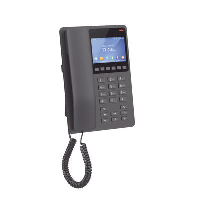 Teléfono IP Hotelero con pantalla LCD a color, 2 líneas SIP con 2 cuentas, codec Opus, IPV4/IPV6, color negro, con gestión en la nube GDMS
