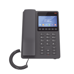 Teléfono IP Hotelero con pantalla LCD a color, 2 líneas SIP con 2 cuentas, codec Opus, IPV4/IPV6, color negro, con gestión en la nube GDMS