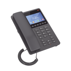 Teléfono IP WiFi Hotelero con pantalla LCD a color, 2 líneas SIP con 2 cuentas, codec Opus, IPV4/IPV6, color negro, con gestión en la nube GDMS