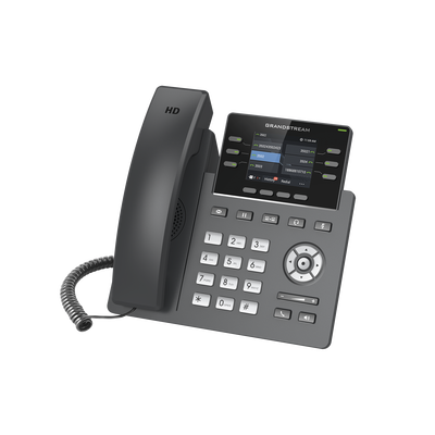 Teléfono IP Grado Operador, 3 líneas SIP con 6 cuentas, puertos Gigabit,PoE,  pantalla a color 2.4", codec Opus, IPV4/IPV6 con gestión en la nube GDMS