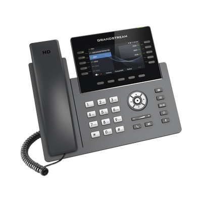 Teléfono IP Wi-Fi, Grado Operador, 10 líneas SIP con 5 cuentas, pantalla a color 4.3", puertos Gigabit, Bluetooth, PoE, codec Opus, IPV4/IPV6 con gestión en la nube GDMS
