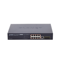 Switch Administrable Capa 2 de 8 Puertos PoE 802.3af/at Gigabit 140 W Max, 2 Puertos SFP, Modo Extendido Hasta 250 m.