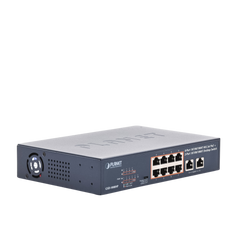 Switch de Escritorio No Administrable / 8 Puertos 10/100/1000T PoE+ 802.3at / 2 Puertos Uplink 10/100/1000T / Presupuesto PoE 120 Watts / Modos Estándar, VLAN y Extend / Distancia Extendida 250 mts / Rackeable