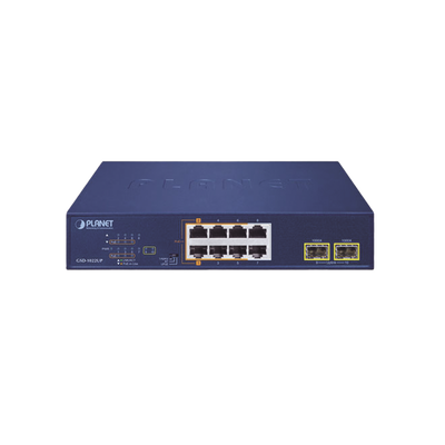 Switch PoE No Administrable de Escritorio, 2 Puertos Gigabit 802.3bt, 4 Puertos Gigabit 802.3at, 2 Puertos 10/100/1000, 2 Puertos SFP Gigabit.