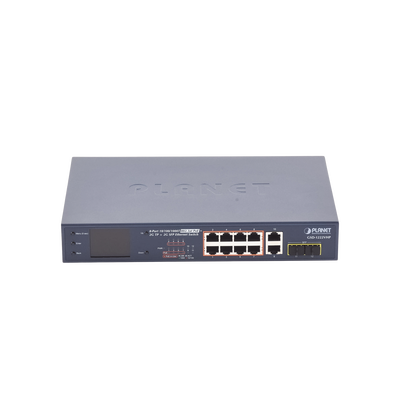 Switch No Administrable 8 Puertos Gigabit con Modo Extender a 250 m,  2 Puertos Uplink 10/100/1000 Mbps, 2 Puertos SFP